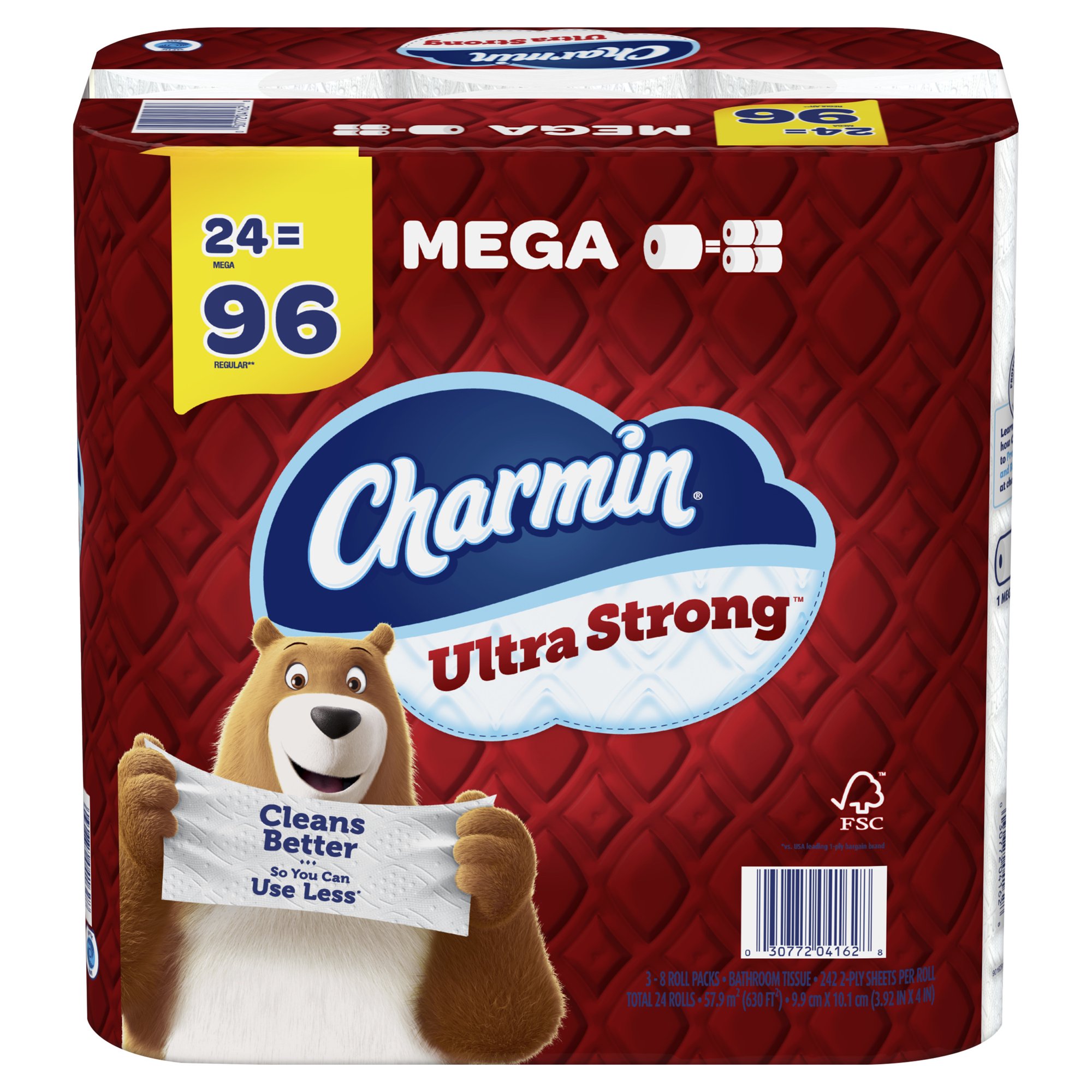 Charmin Ultra Strong Toilet Paper Mega Roll. 242 Sheets Per Roll. 24 Count