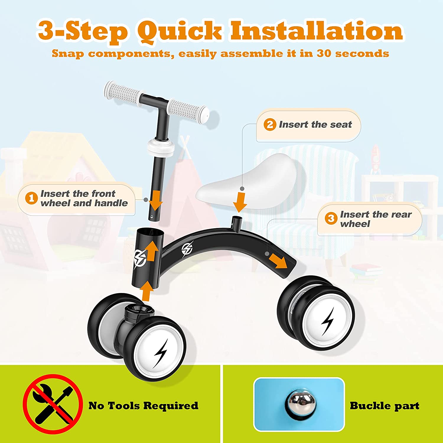 Baby Balance Bikes.Toddler Bikes. Kids Riding Toys. Soft Seat for 1 Year Old. black