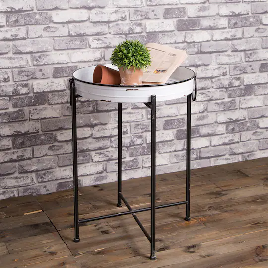 Glitzhome® Farmhouse Enamel Metal Serving Table