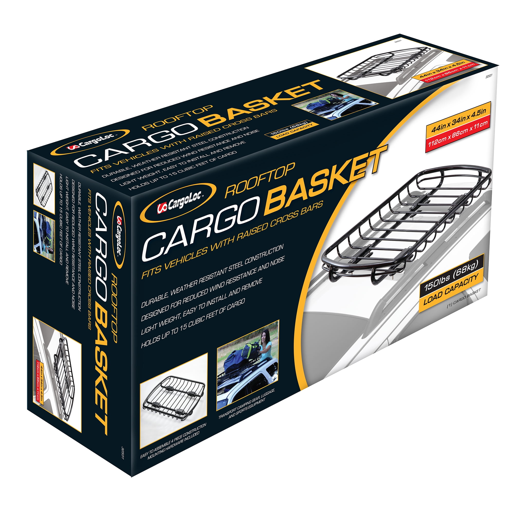 CargoLoc Rooftop Cargo Baskets / Net 32531 44″ x 34″ x 4.5″ Steel Cargo Basket - 150 lbs