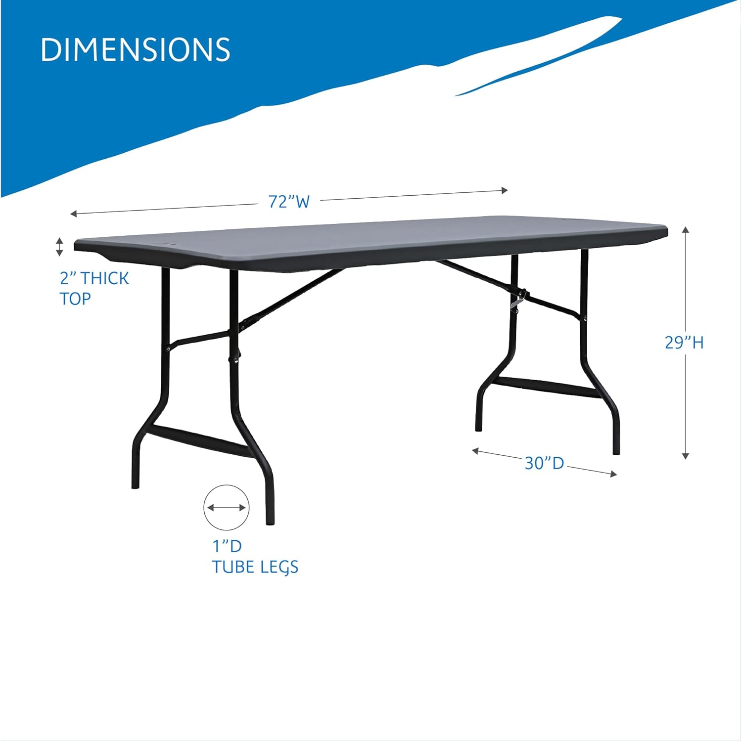 Iceberg IndestrucTable Too Banquet Resin Folding Tables. 30″ x 72″. Charcoal