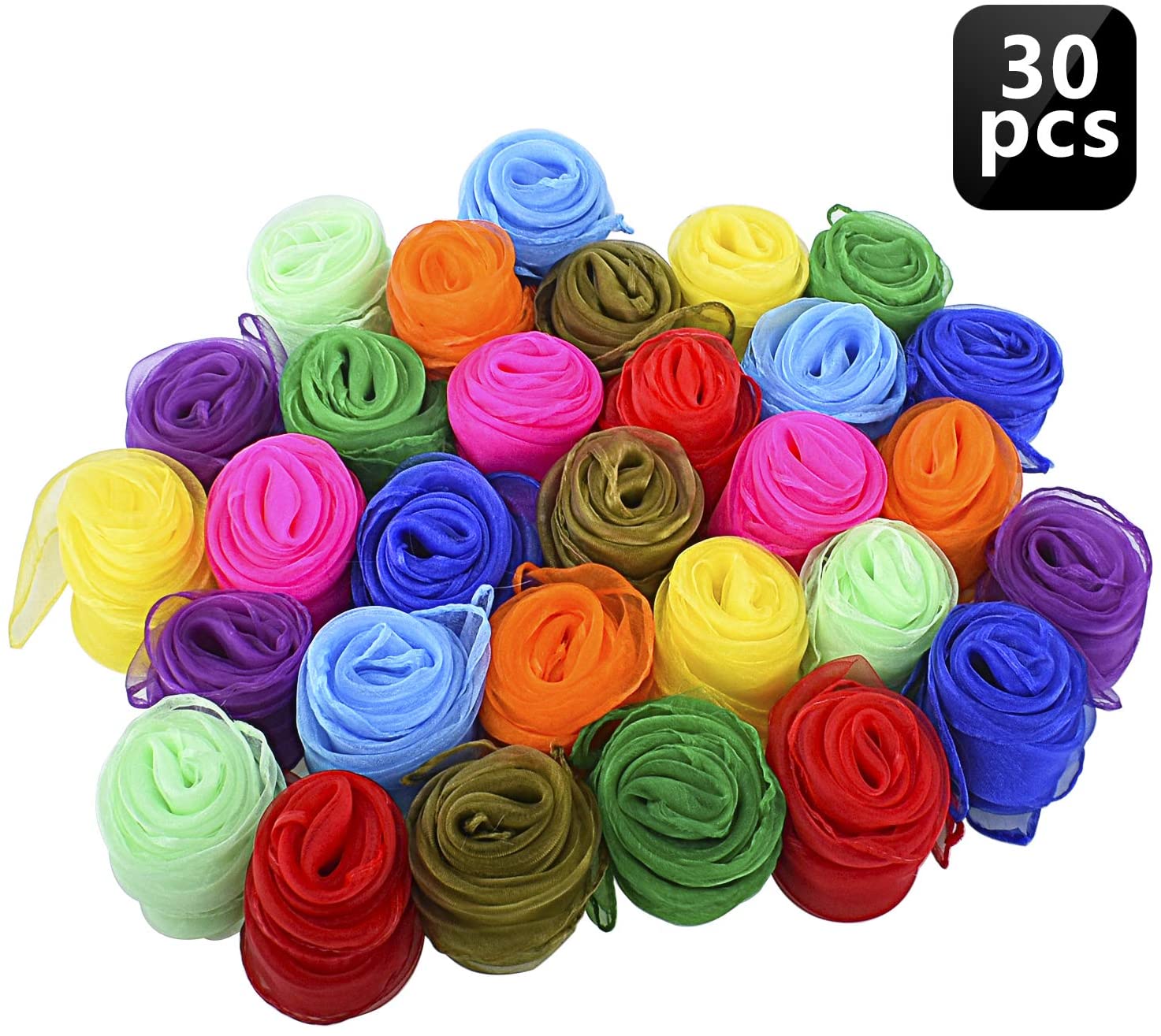 Blovec Juggling Scarves for Kids. 30 pcs Square Dance Scarf Magic