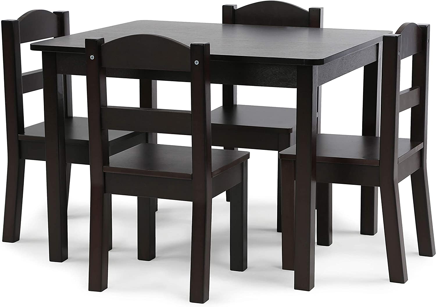 Humble Crew. Espresso Kids Wood Table and 4 Chairs Set. 5-Piece