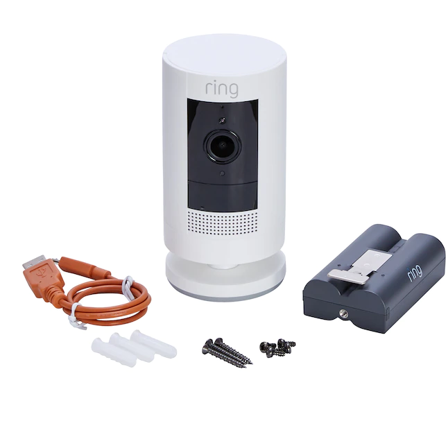 Ring Stick Up Cam Battery - Battery-powered Indoor/Outdoor Smart Security Camera with two-way talk - White
