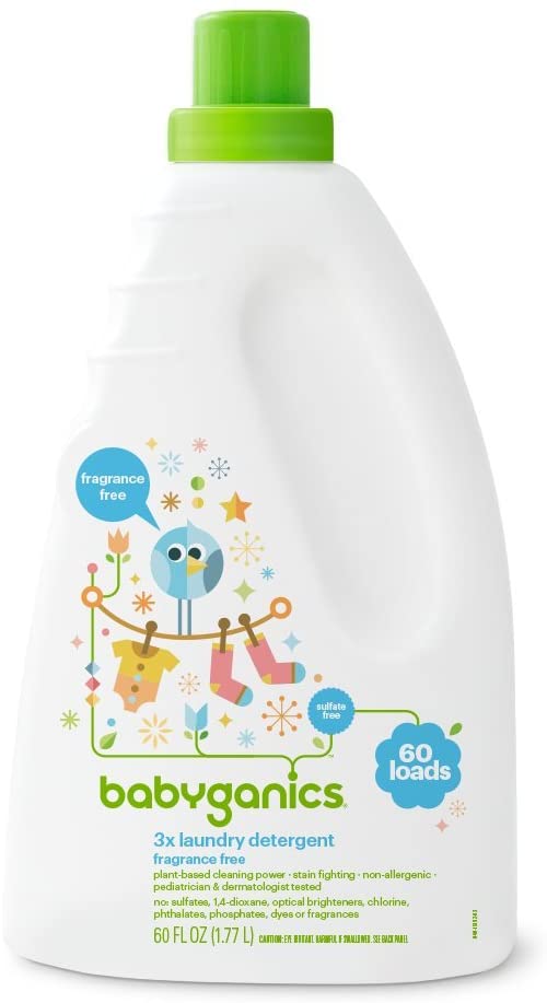 Babyganics 3X Baby Laundry Detergent. Fragrance Free. 60oz. Packaging May Vary