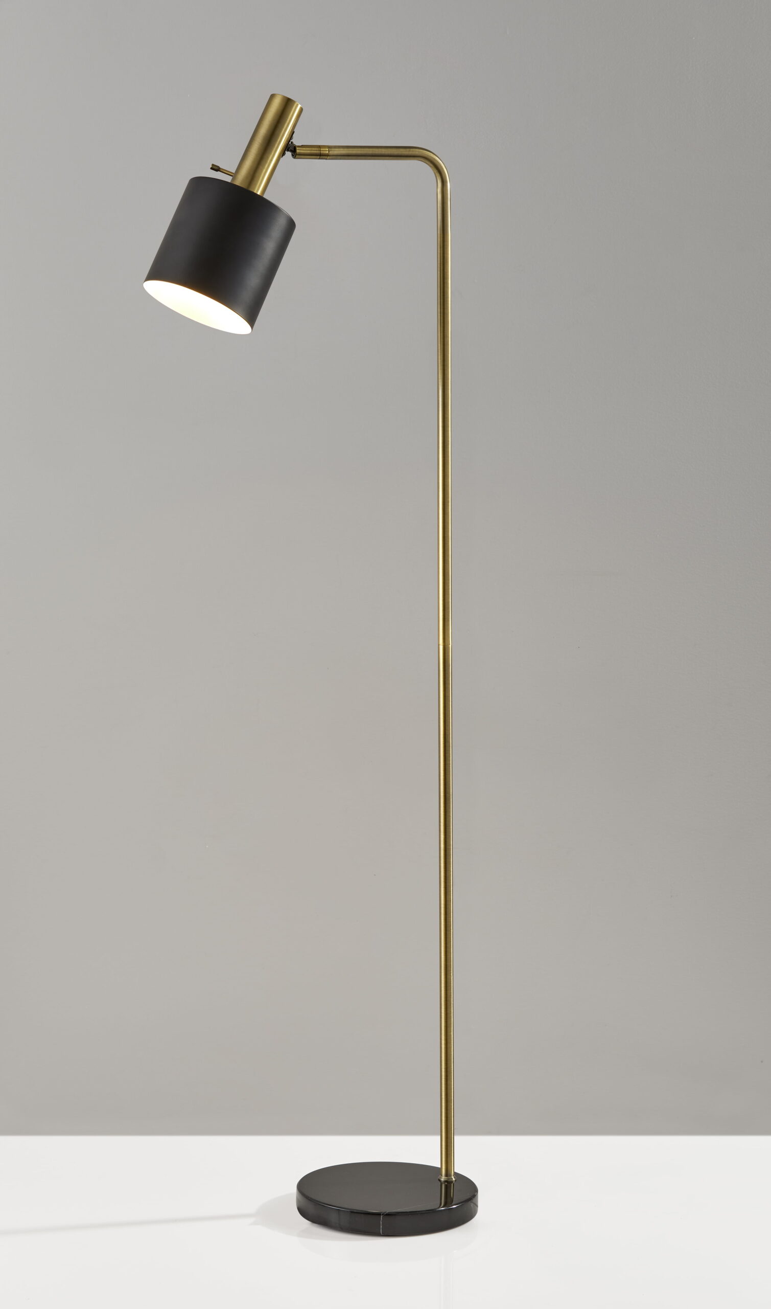 Adesso Emmett Floor Lamp. Antique Brass and Black