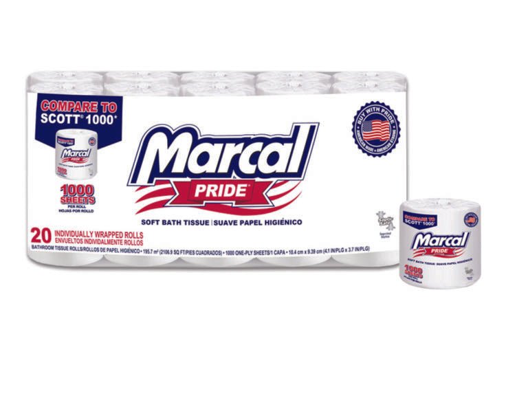 Marcal Pride&reg; Bath Tissue. 20 Roll. 1000 ct. Individually Wrapped Rolls