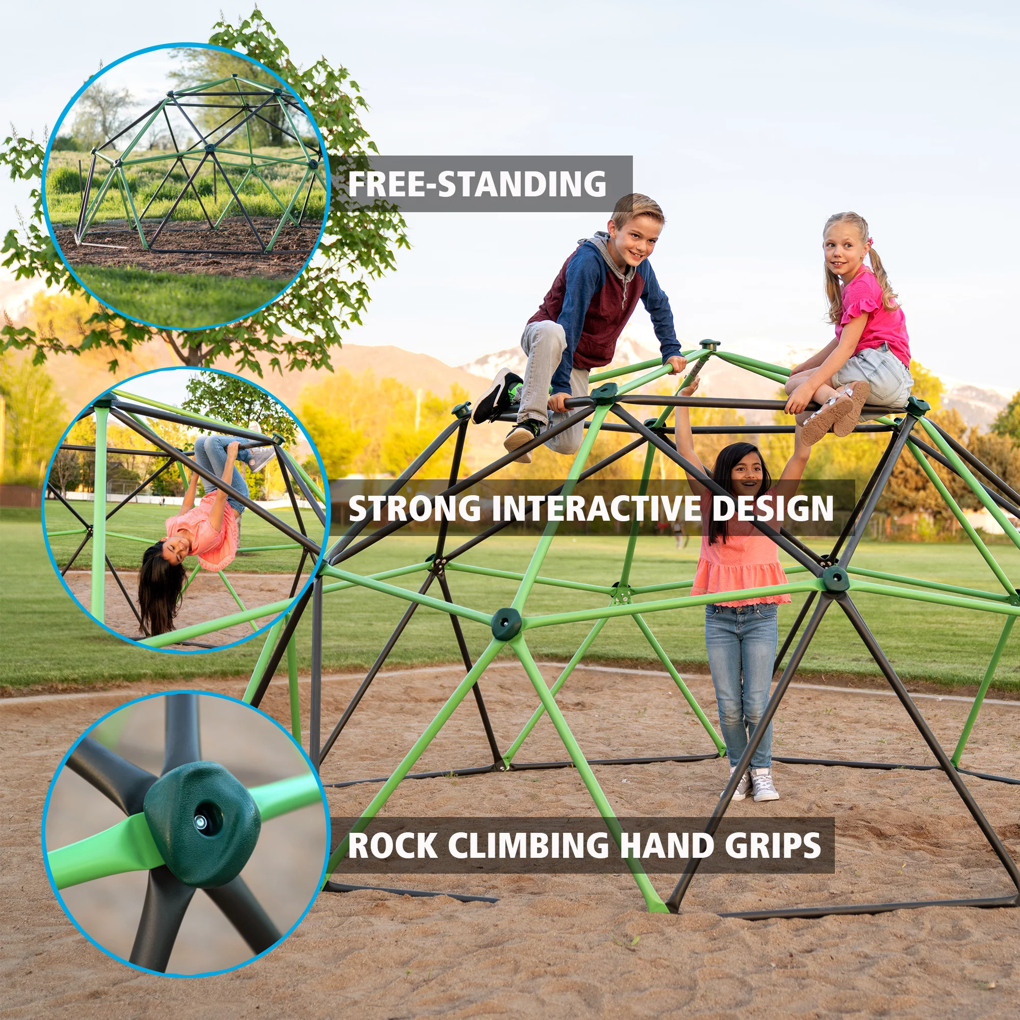 Lifetime 66″ Steel Playground Climbing Dome. Mantis Green and Bronze
