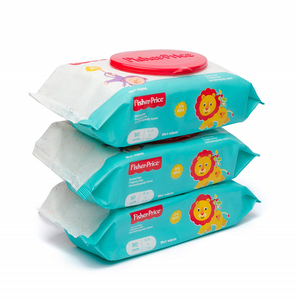 Fisher Price Baby Wipes Unscented. Hypoallergenic. Water Baby.  240 Wipes