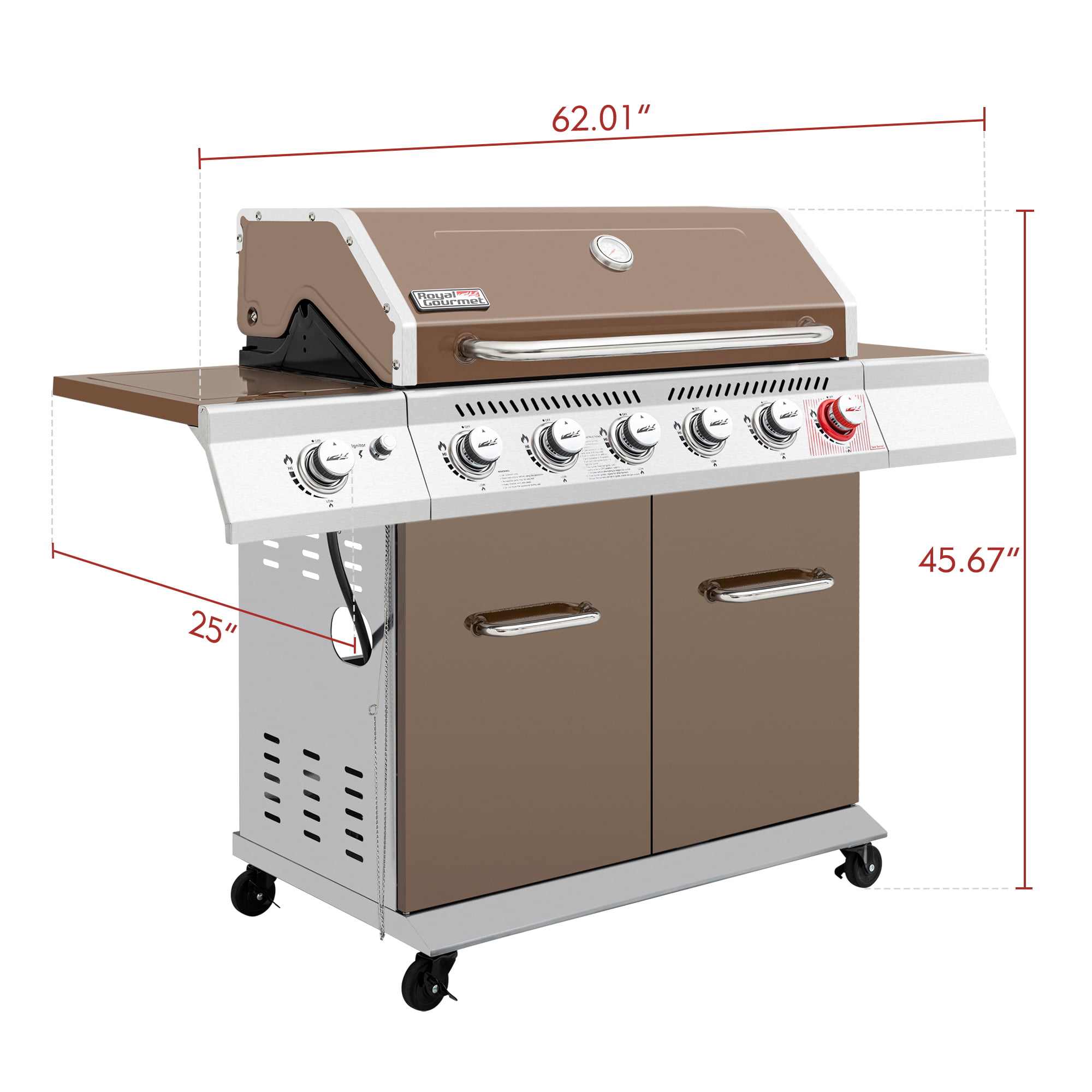 Royal Gourmet 6-Burner GA6402C BBQ Gas Grill with Sear Burner and Side Burner. 74.000 BTU