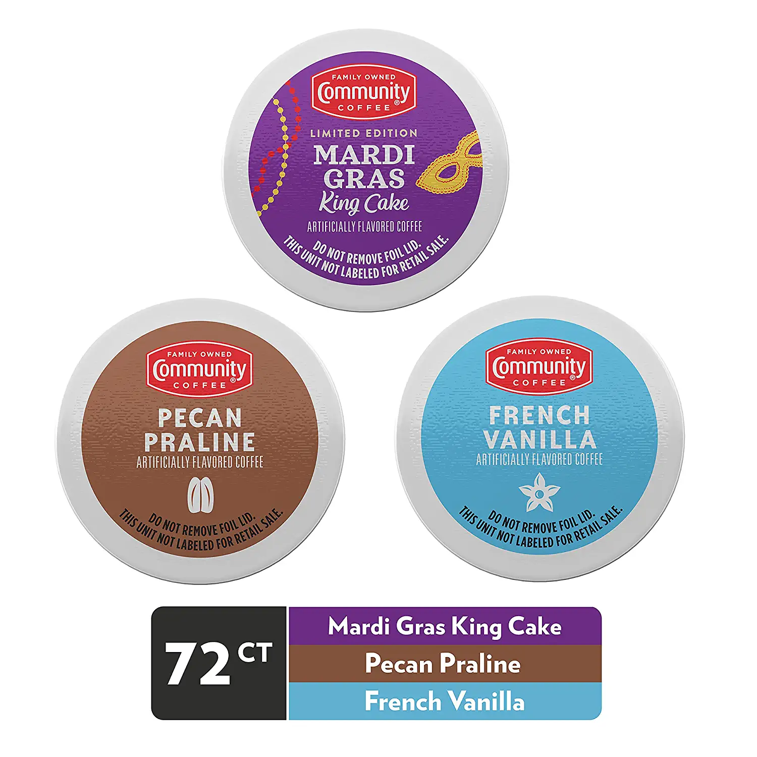 Community Coffee Flavored Pods Variety Pack 72 Count Medium Roast and Flavored. Compatible with Keurig 2.0 K-Cup Brewers (24 Count. Pack of 3)