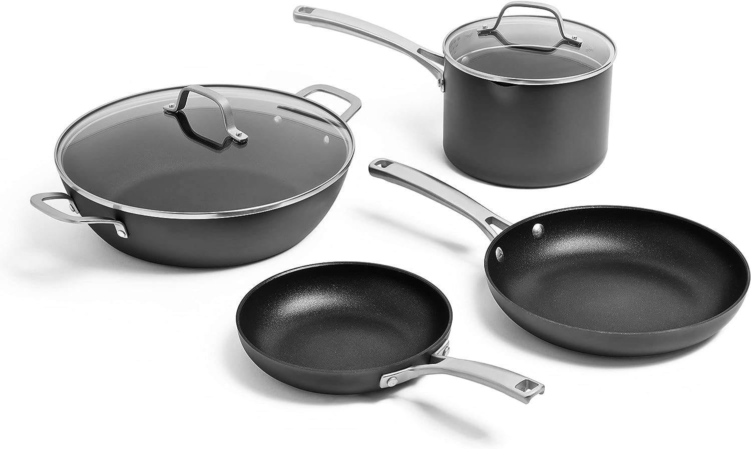 Calphalon Classic Hard-Anodized Nonstick Cookware Kitchen Essentials Set. 6-Piece Pots and Pans Set