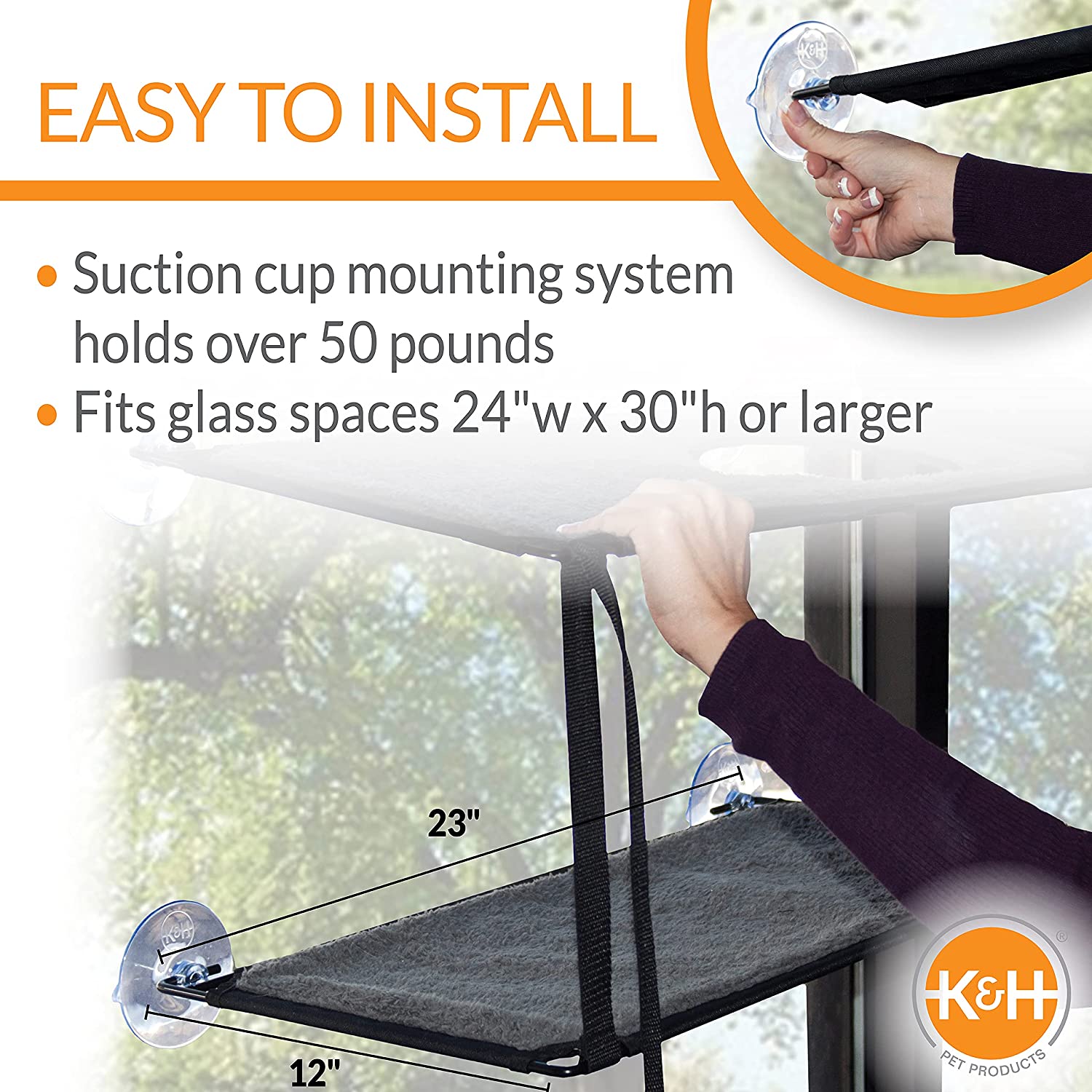 K&H Pet Products EZ Mount Grey Window Double Stack Kitty Sill. Cat Window Perch. 12″ L X 23″ W