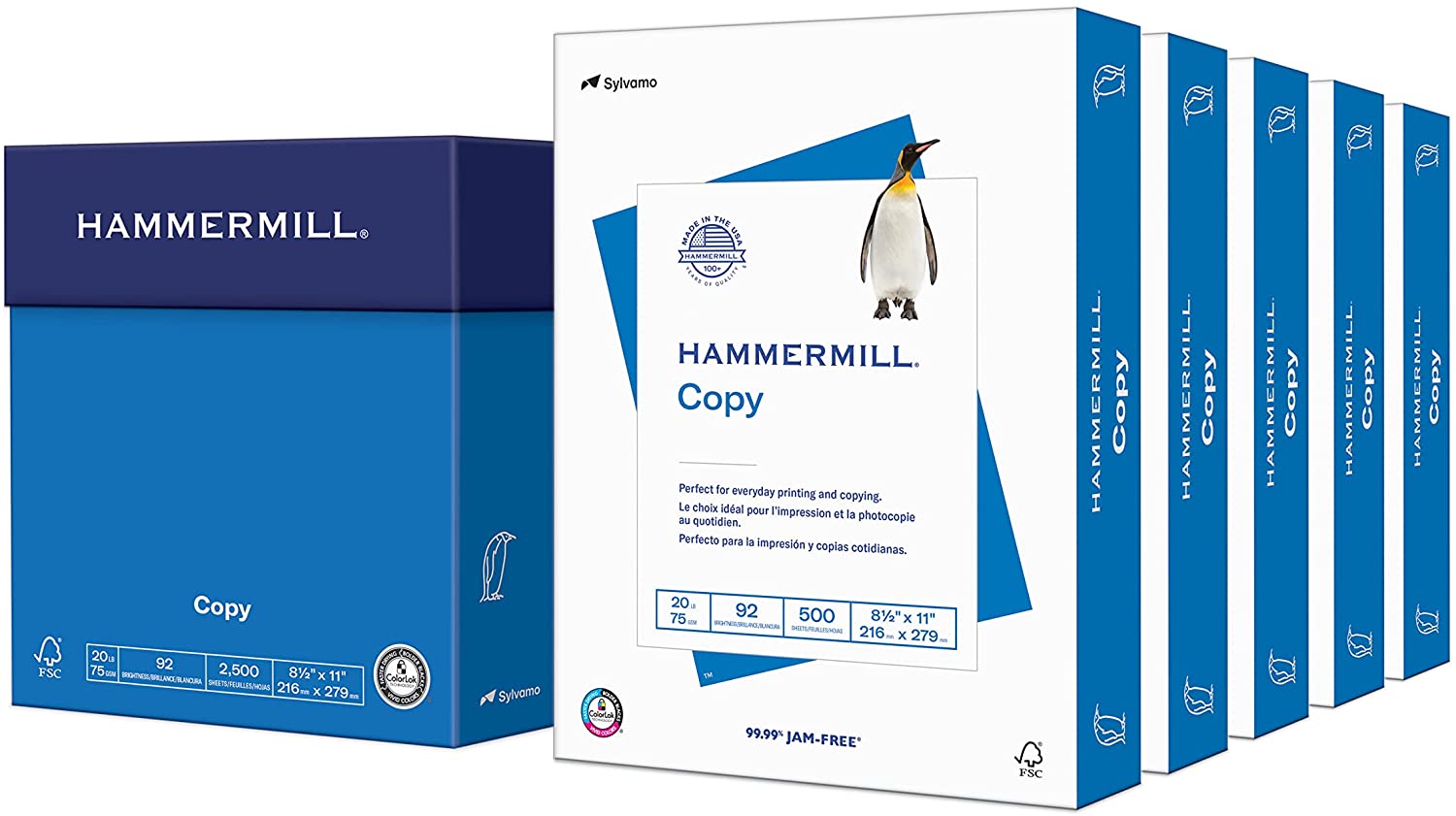 Hammermill Printer Paper. 20 lb Copy Paper. 8.5 x 11 - 5 Ream (2.500 Sheets)