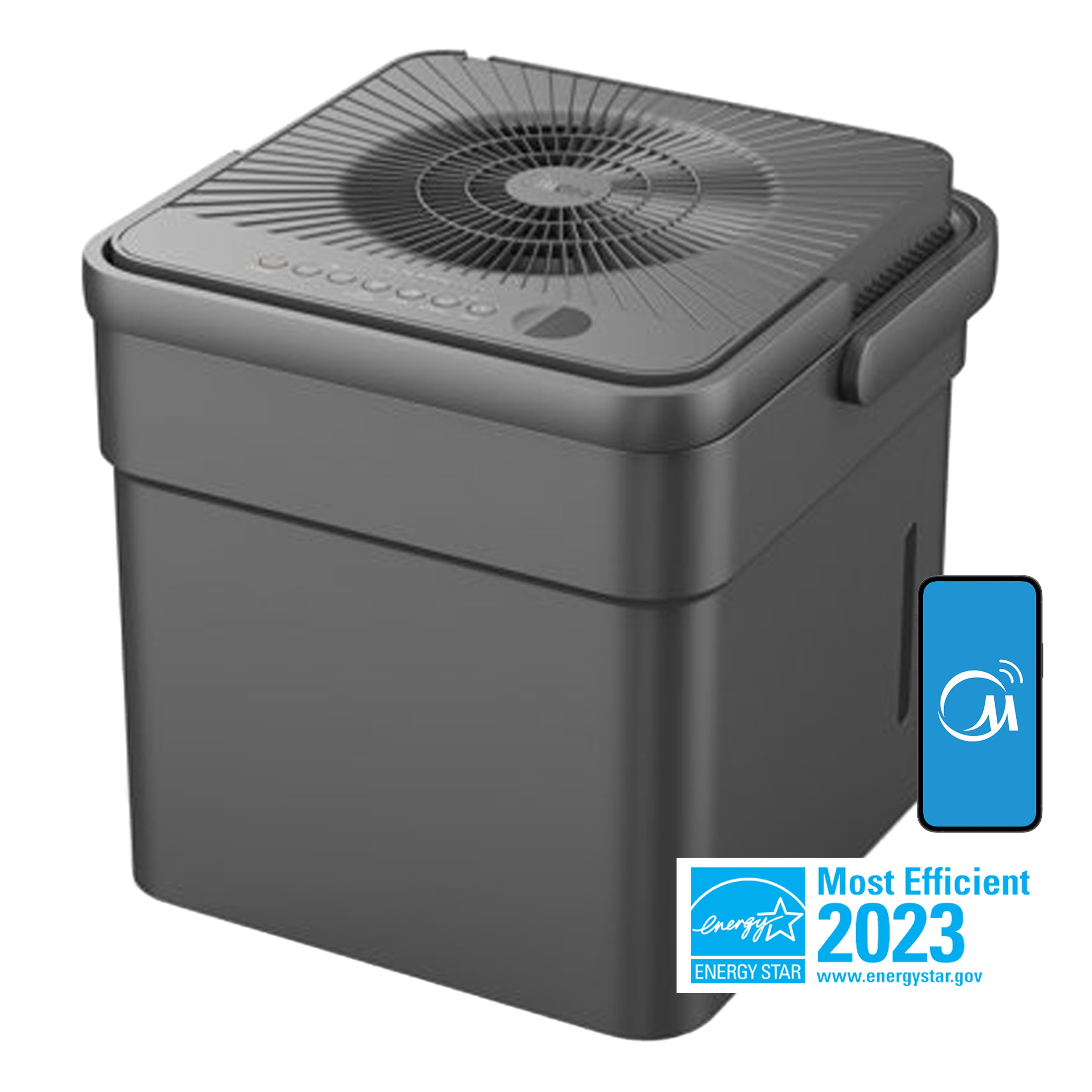 Midea 35-Pint Compact Cube Smart Dehumidifier. up to 3500 Sq. Ft.. Gray