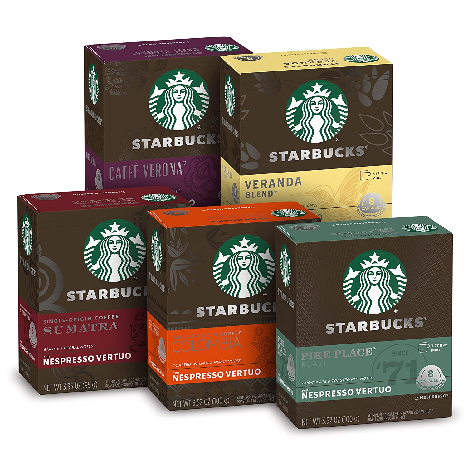 Starbucks by Nespresso Blonde. Medium. and Dark Roast Variety Pack Coffee (40-count single serve capsules. compatible with Nespresso Vertuo Line System)