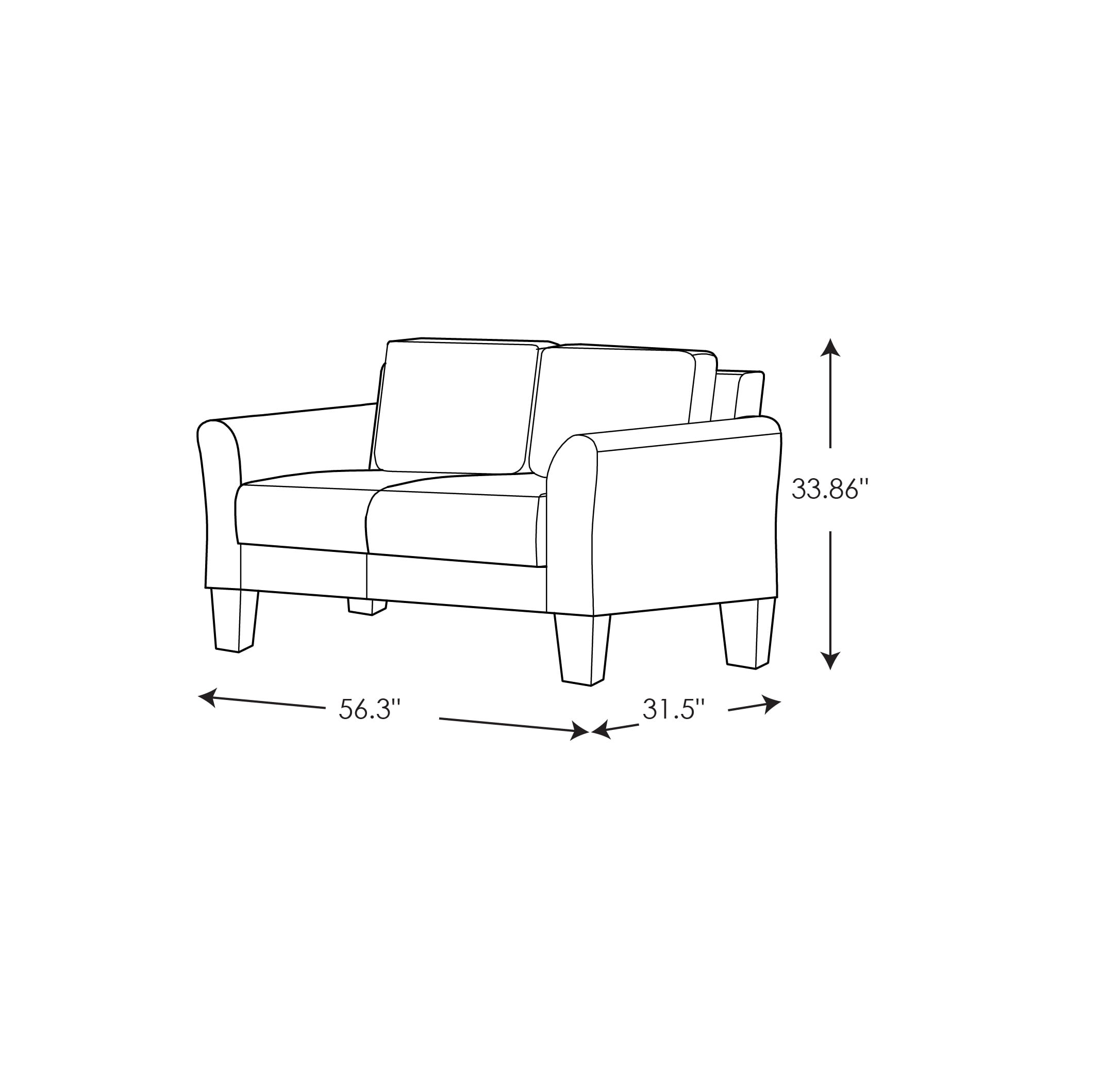 Lifestyle Solutions Alexa Loveseat with Rolled Arms. Gray Fabric