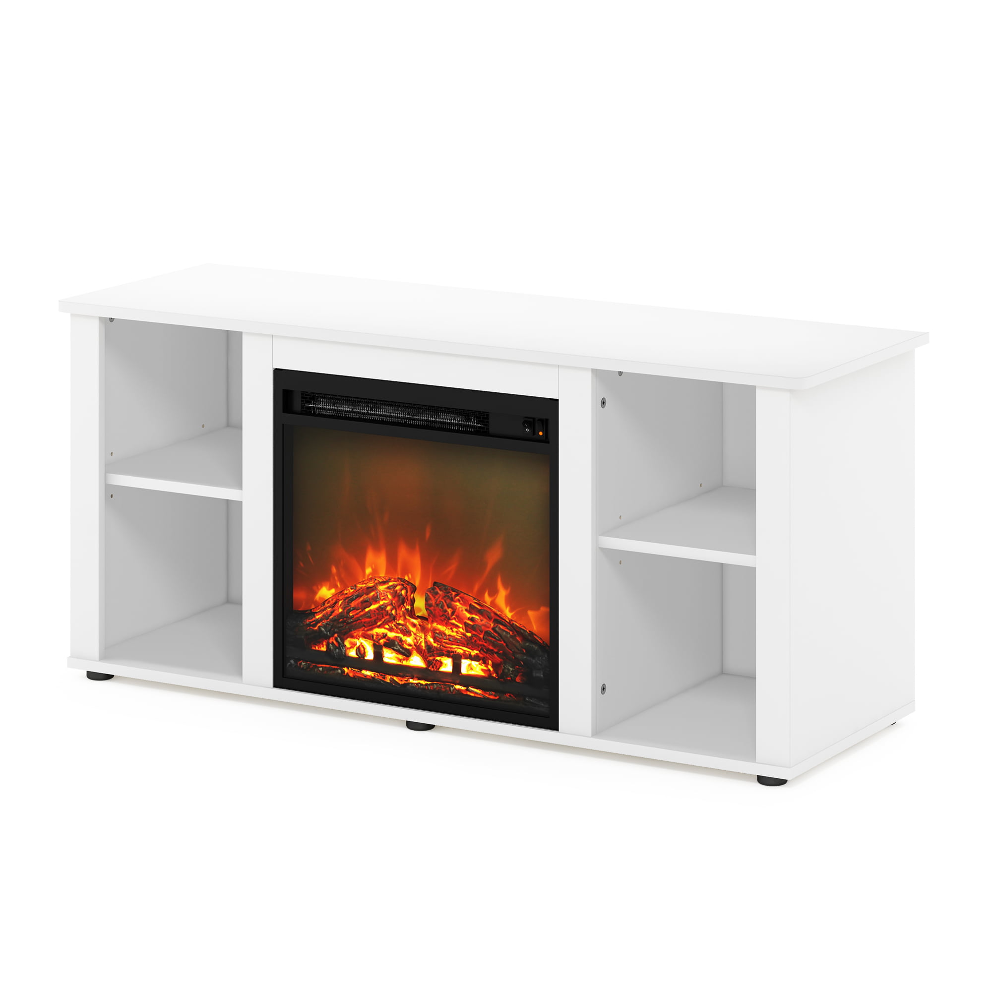 Furinno Jensen Fireplace TV Stand for TVs up to 55″. Solid White