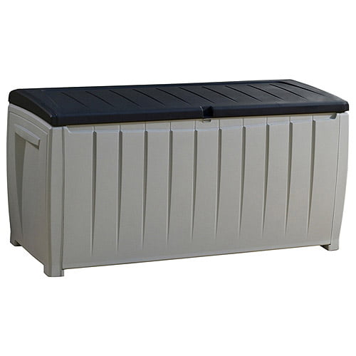 Keter Novel Outdoor All-Weather 90 Gallon Plastic and Resin Deck Box. Black