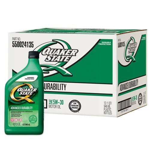 Quaker State 5W-30 Advanced Durability Motor Oil - 1 Quart Bottle. Pack of 12