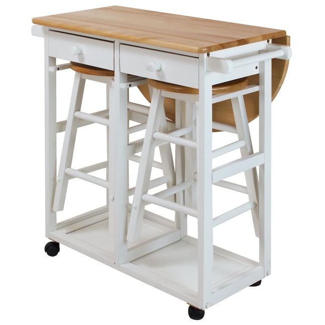 Casual Home  White Wood Base with Wood Top Kitchen Cart (28-in x 30-in x 33-in)