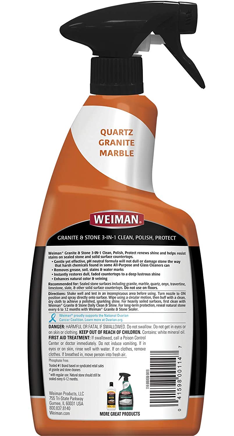 Weiman Granite Stone Clean. Polish and Protect - 24 Ounce - Streak-Free. pH Neutral Formula for Daily Use on Interior and Exterior Natural Stone