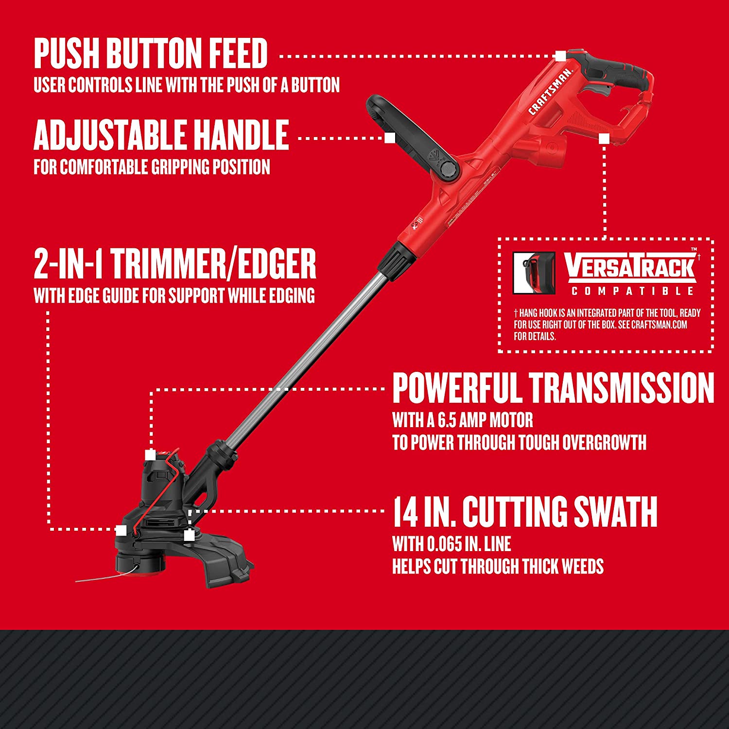 CRAFTSMAN WEEDWACKER® String Trimmer. 6.5 Amp. 14-Inch (CMEST913)