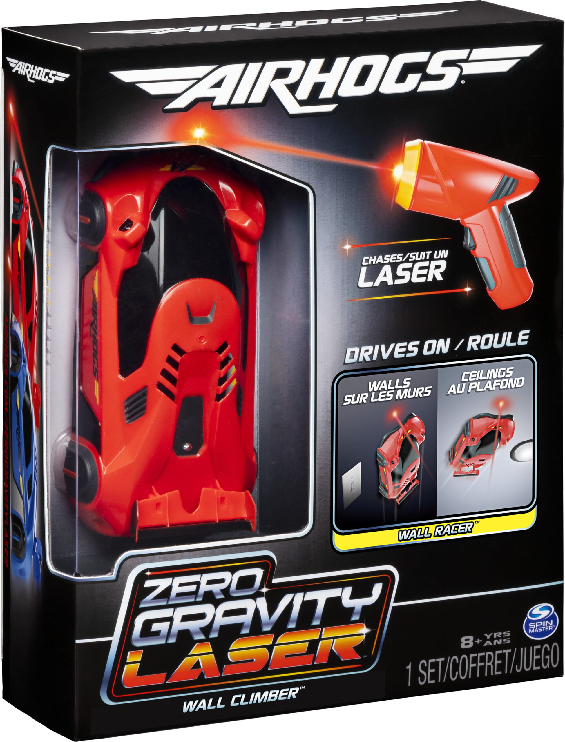 Air Hogs. Zero Gravity Laser. Laser-Guided Wall Racer. Wall Climbing Race Car. Red
