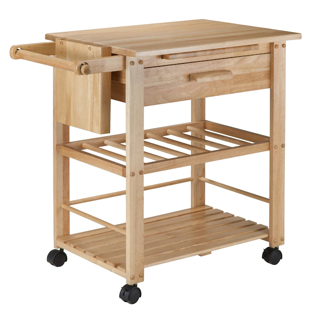 Winsome Wood  Wood Base with Wood Top Rolling Kitchen Cart (20.47-in x 34.29-in x 31.57-in)