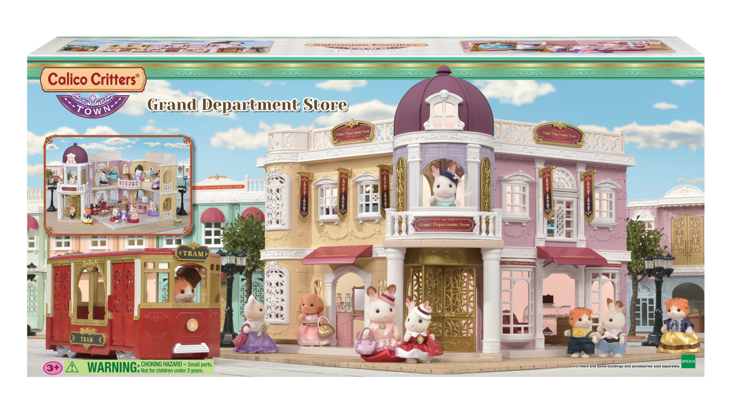 Calico Critters Town Series Grand Department Store. Fashion Dollhouse Playset with Revolving Door and Manual Elevator