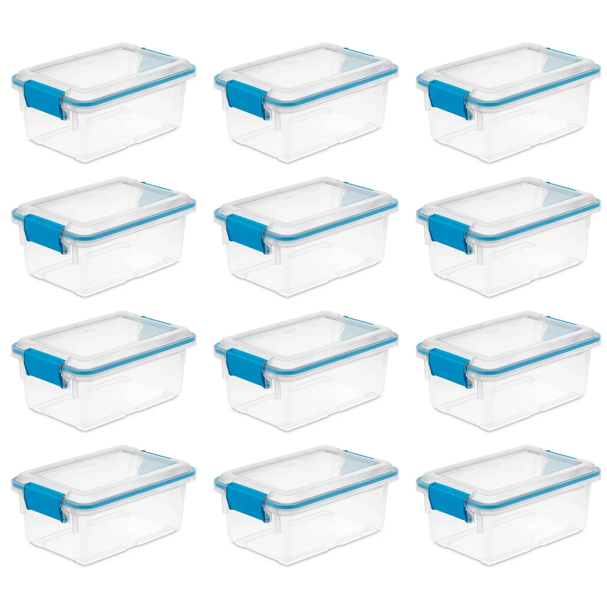 Sterilite 7.5 Quart Clear Plastic Storage Box & Lid w/ Blue Latches (12 Pack)