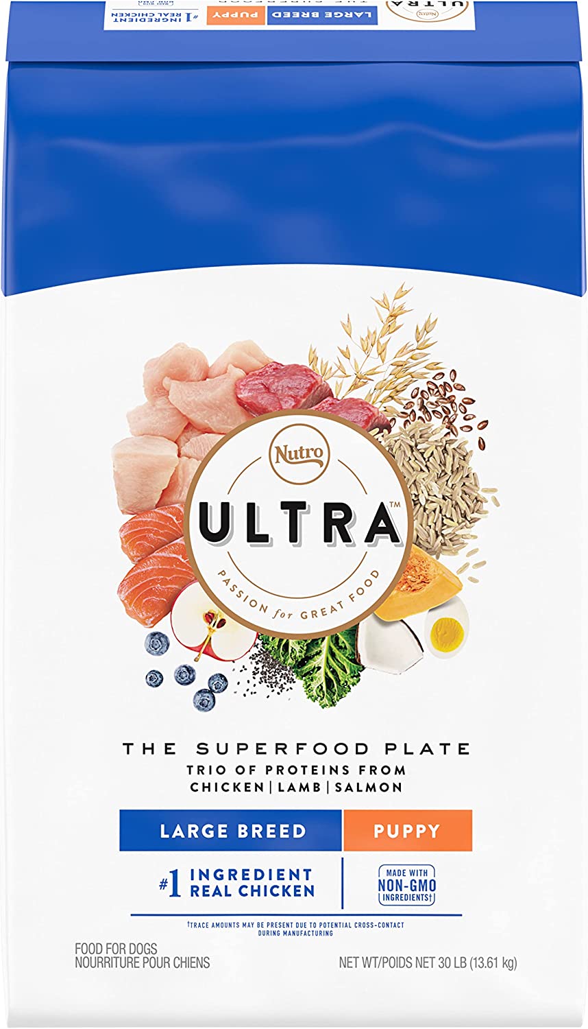NUTRO ULTRA Large Breed Puppy High Protein Natural Dry Dog Food with a Trio of Proteins from Chicken  Lamb and Salmon 30 lb. Bag