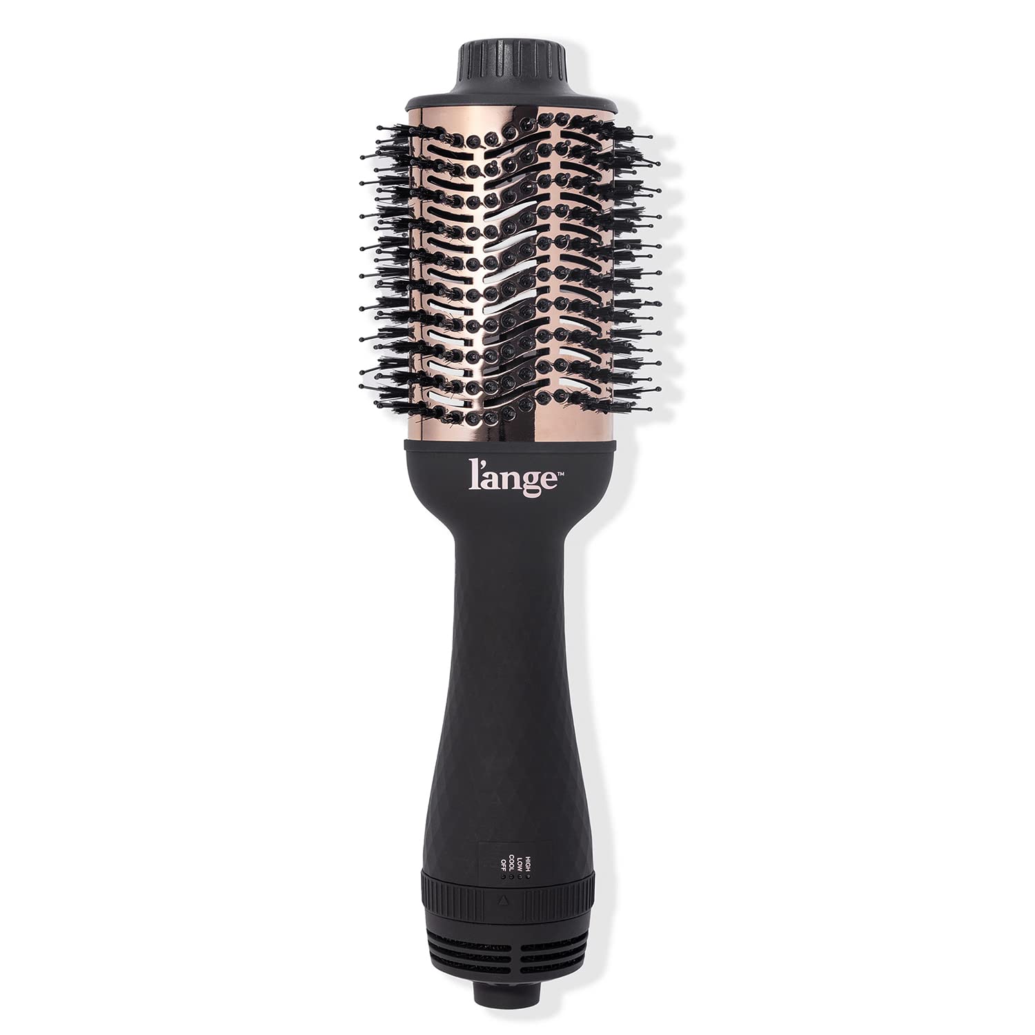 L-ANGE HAIR Le Volume 2-in-1 Titanium Brush Dryer Black | 75MM Hot Air Blow Dryer Brush in One with Oval Barrel | Hair Styler for Smooth. Frizz-Free Results for All Hair Types