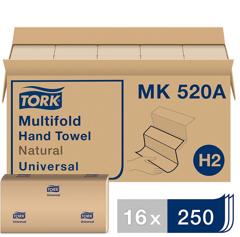 Tork Multifold Hand Towel. Natural. H2. Universal. 250/Pack. 16 Packs