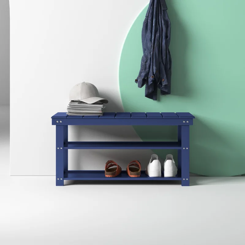Fleshman Shoe Storage Bench Cobalt Blue