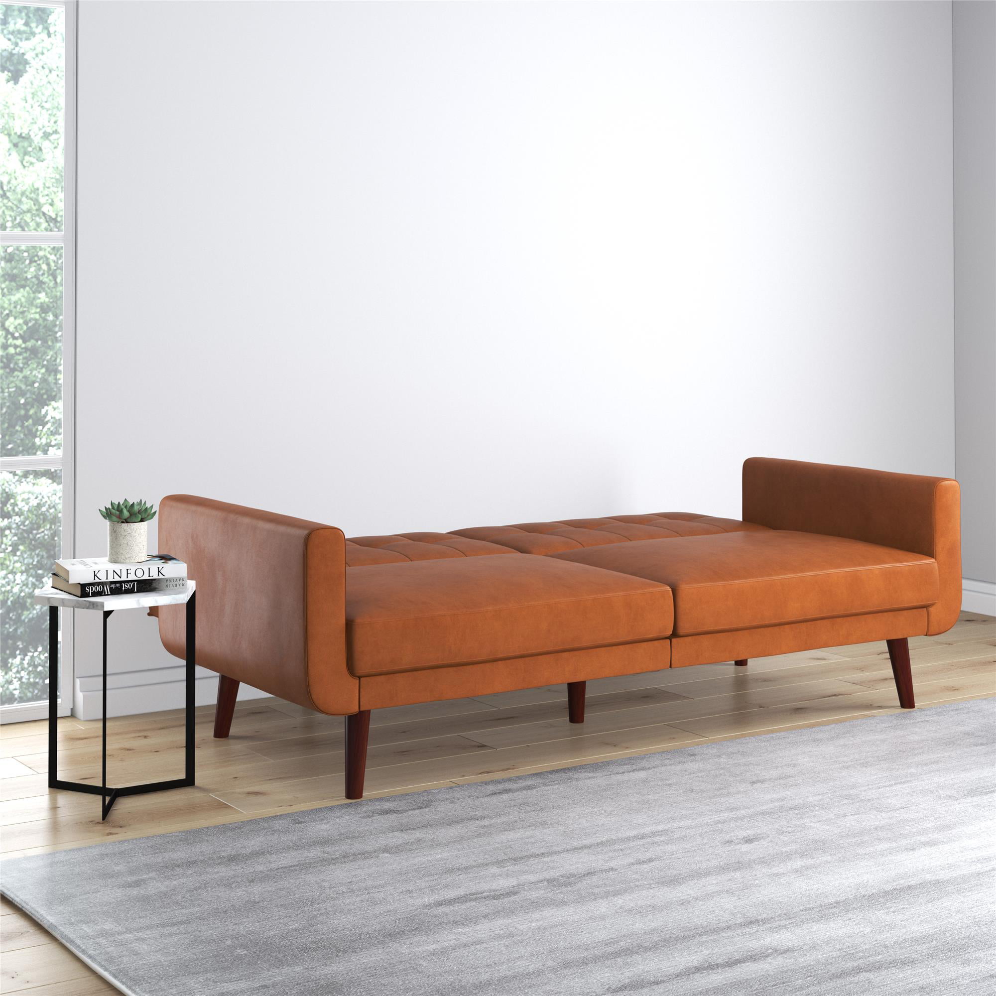 Better Homes & Gardens Nola Modern Futon. Camel Faux Leather