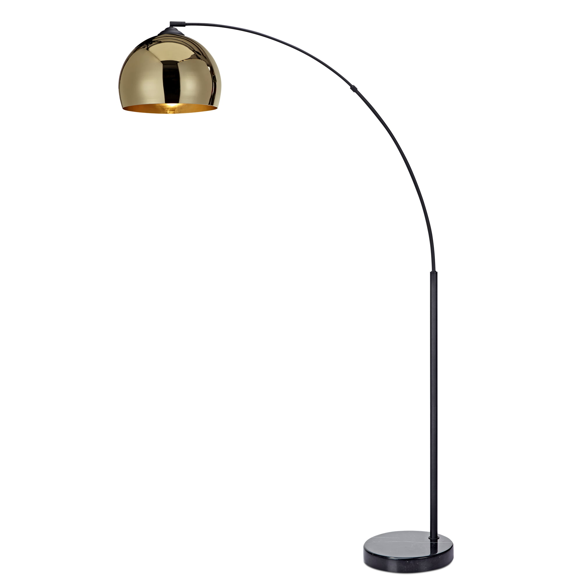 Teamson Home Arquer Arc 66.93″ Metal Floor Lamp with Bell Shade. Gold