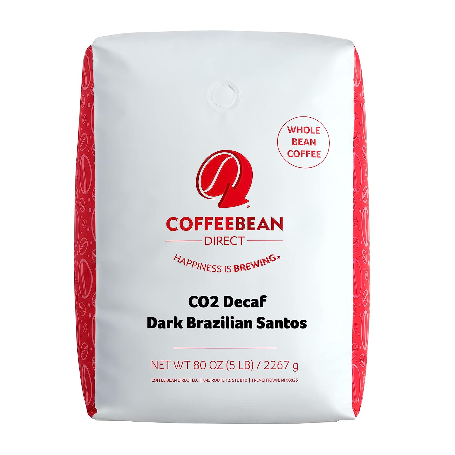 Coffee Bean Direct CO2 Decaf Dark Brazilian Santos Whole Bean. 5-Pound Bag