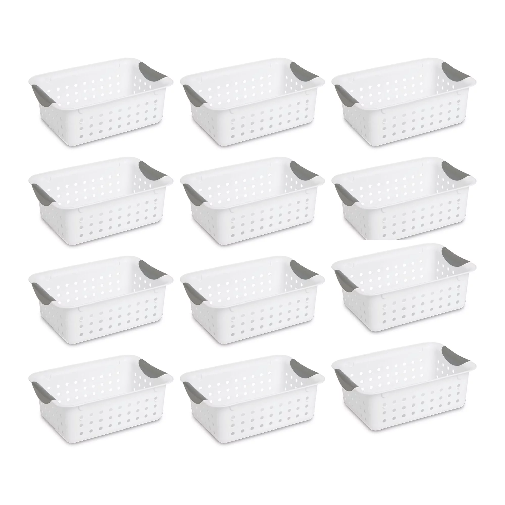 Sterilite 16228012 Small Plastic Storage Bin Organizer Baskets. White. 12-pack