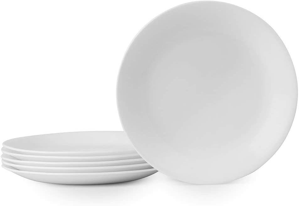 Corelle Frost White Lunch Plate Set for 6 | 8.5 Inch Eco-Friendly. Round Lunch or Dinner Plates are Dishwasher Safe