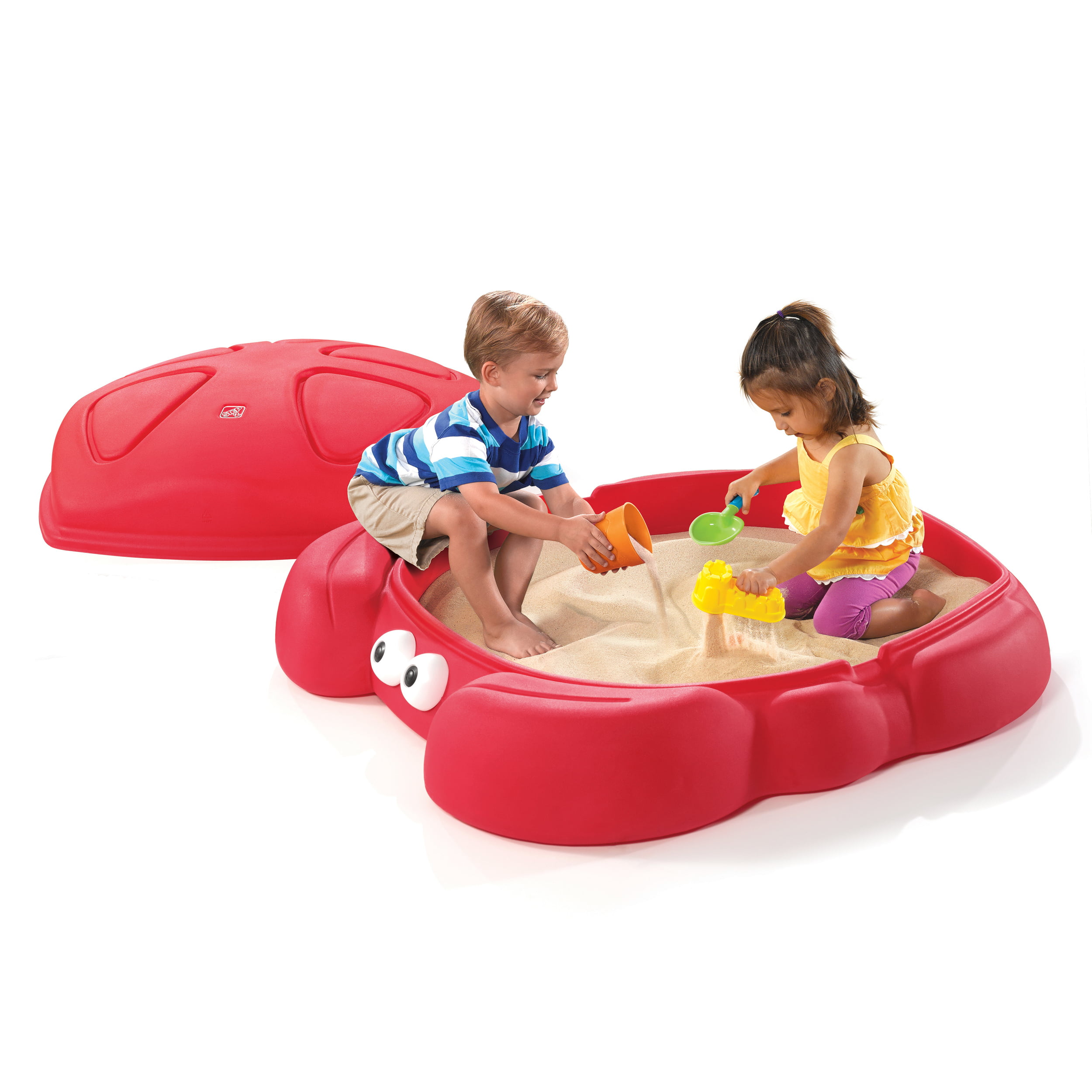 Step2 Crabbie Sandbox Kids Plastic Outdoor Sandbox with Cover