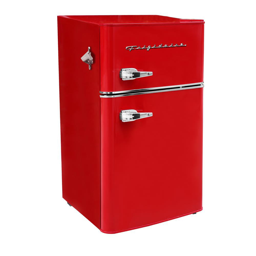 Frigidaire Retro 3.2 Cu ft Two Door Compact Refrigerator with Freezer. Red