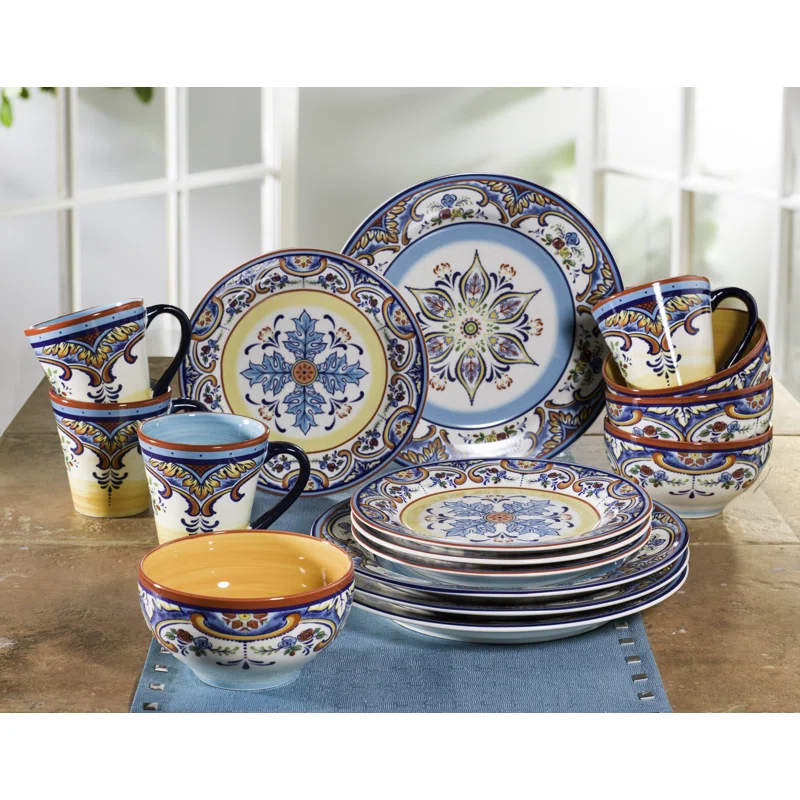 Euro Ceramica Zanzibar Stoneware Dinnerware Set - Service for 4