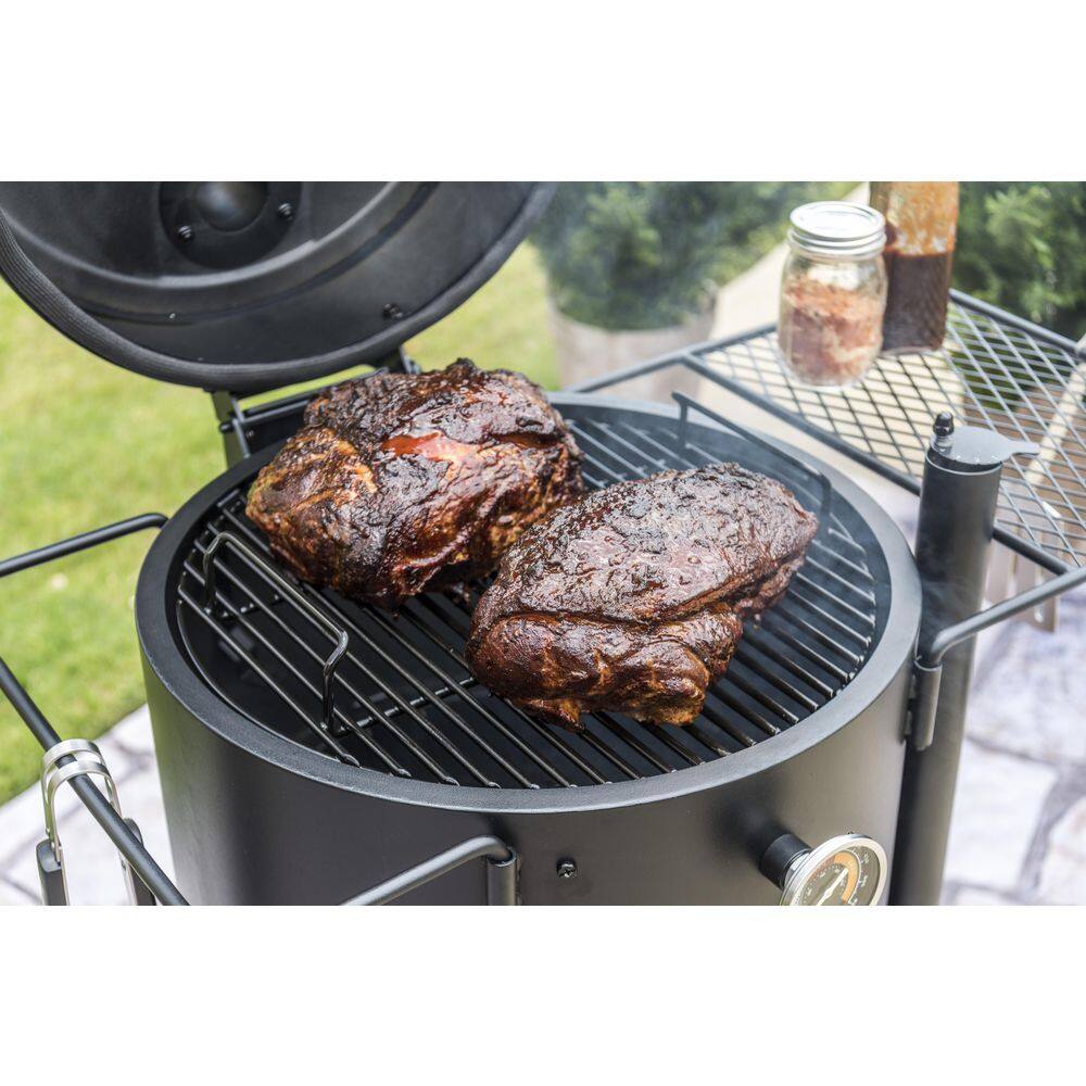 OKLAHOMA JOE-S 22202159 Bronco 284 sq. in. Drum Charcoal Smoker and Grill in Orange with Cover