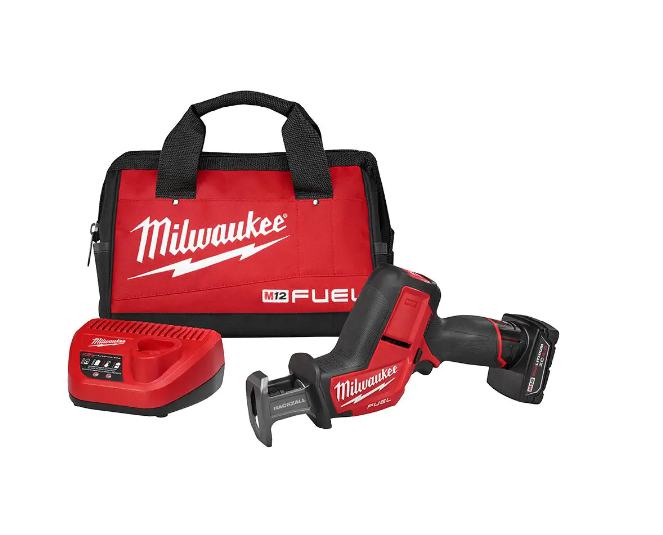 Milwaukee 2520-21XC M12 FUEL 12V Lithium-Ion Brushless Cordless HACKZALL Reciprocating Saw Kit w/ One 4.0Ah Batteries Charger & Tool Bag