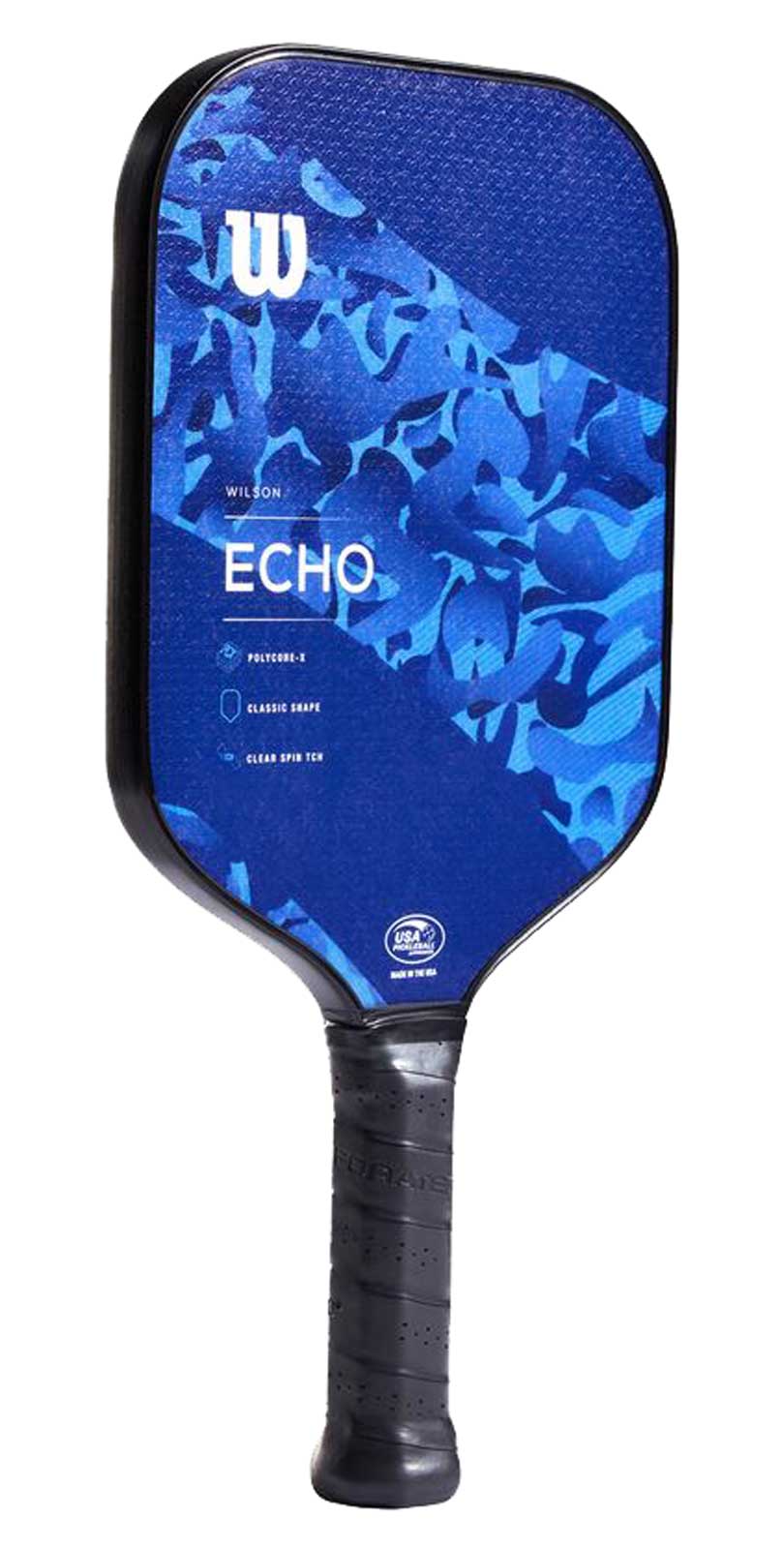 Wilson Echo Camo Pickleball Paddle. Fiberglass Composite Classic Shape - Blue