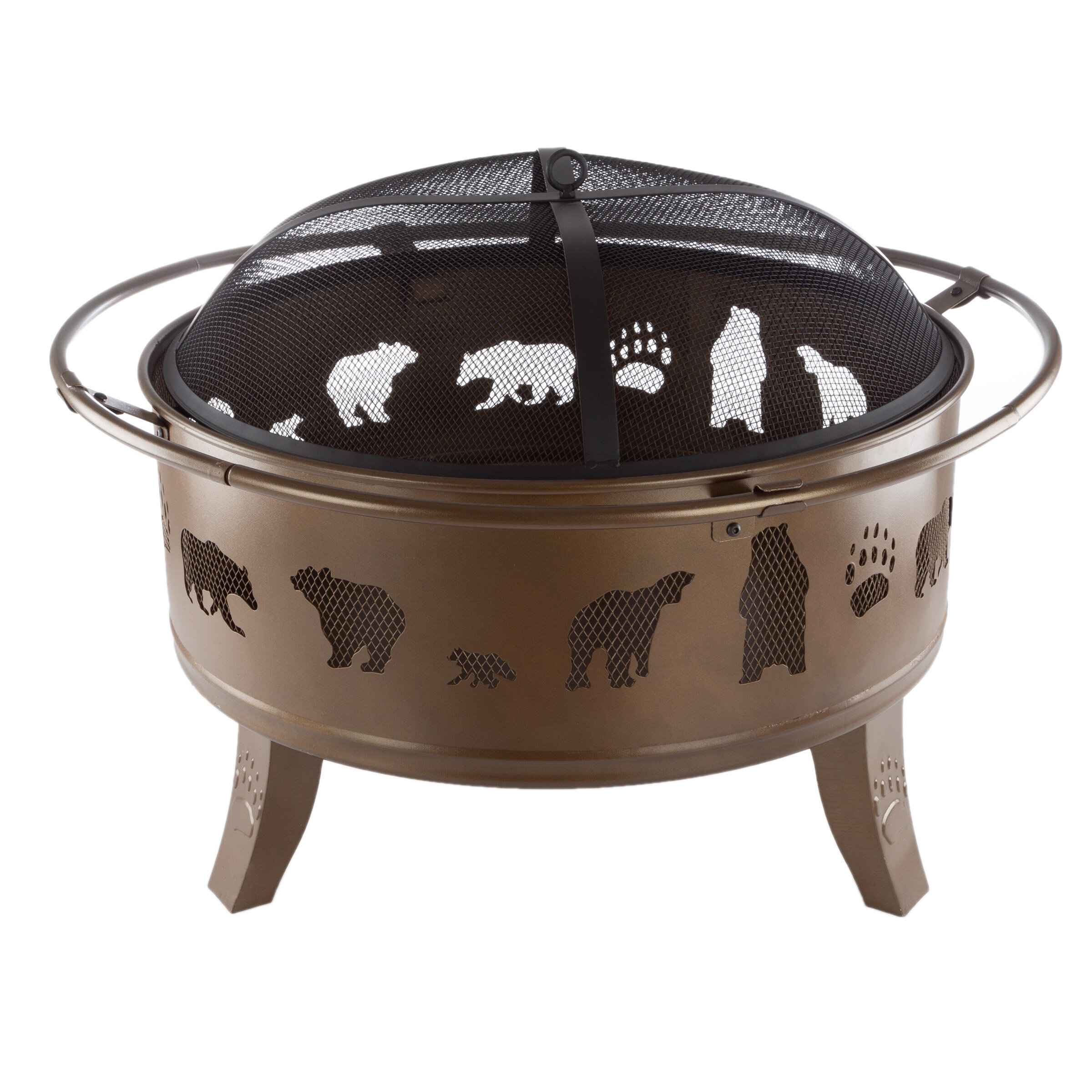 Janson 25” H x 32” W Steel Wood Burning Outdoor Fire Pit with Lid