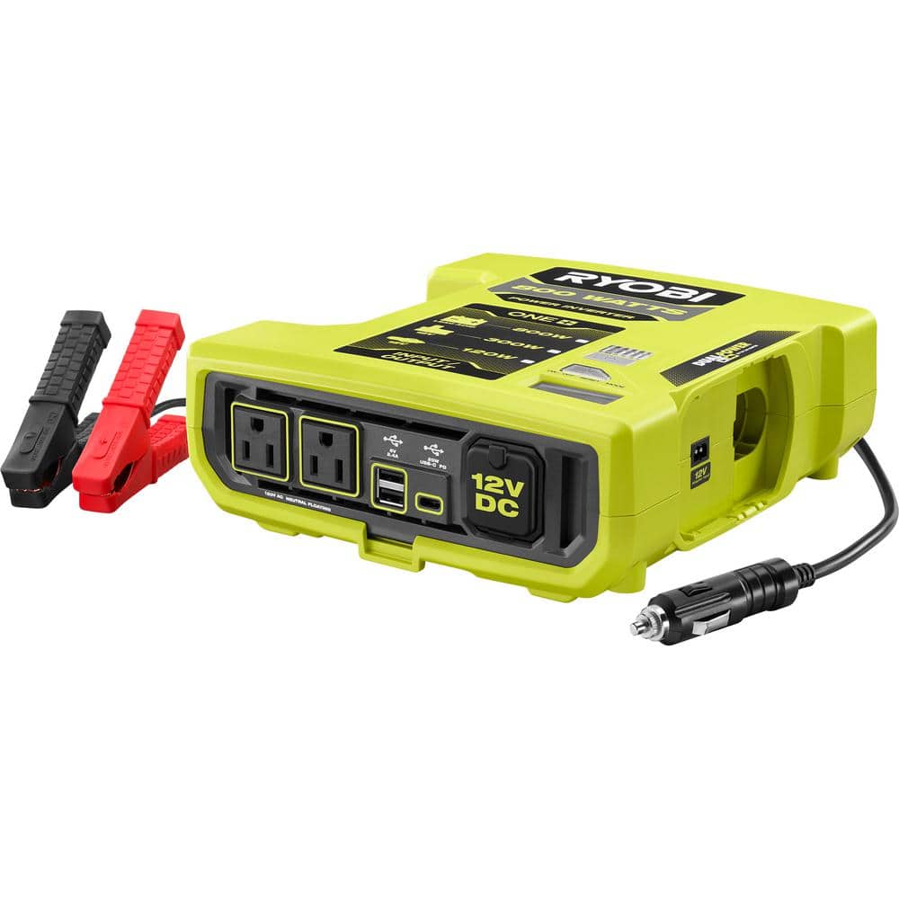 RYOBI RYi8030A ONE+ 18V 800-Watt Max 12V Automotive Power Inverter with Dual USB Ports