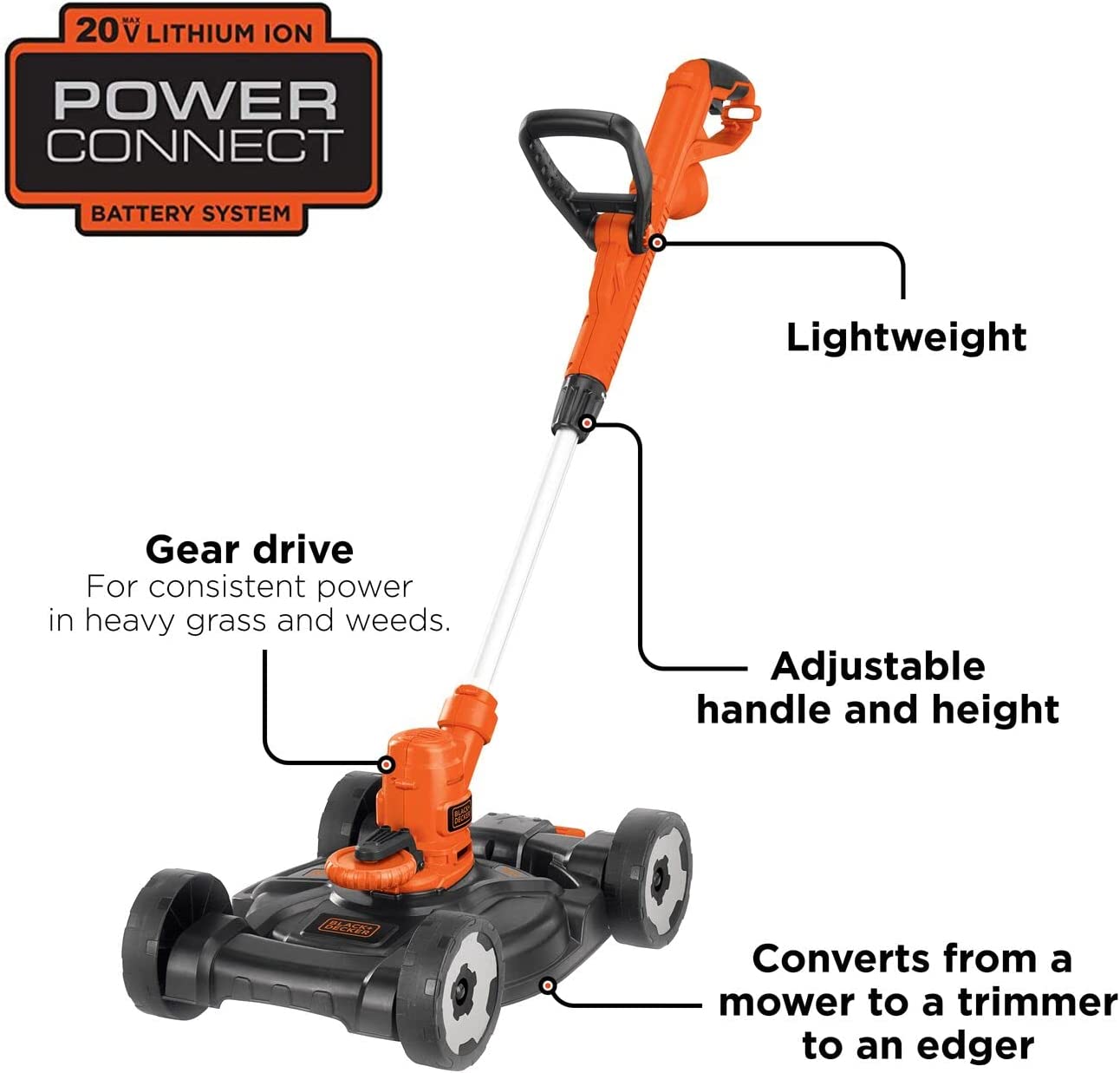 BLACK+DECKER 3-in-1 String Trimmer/Edger & Lawn Mower. 6.5-Amp. 12-Inch. Corded (MTE912) (Power cord not included). Black/Red