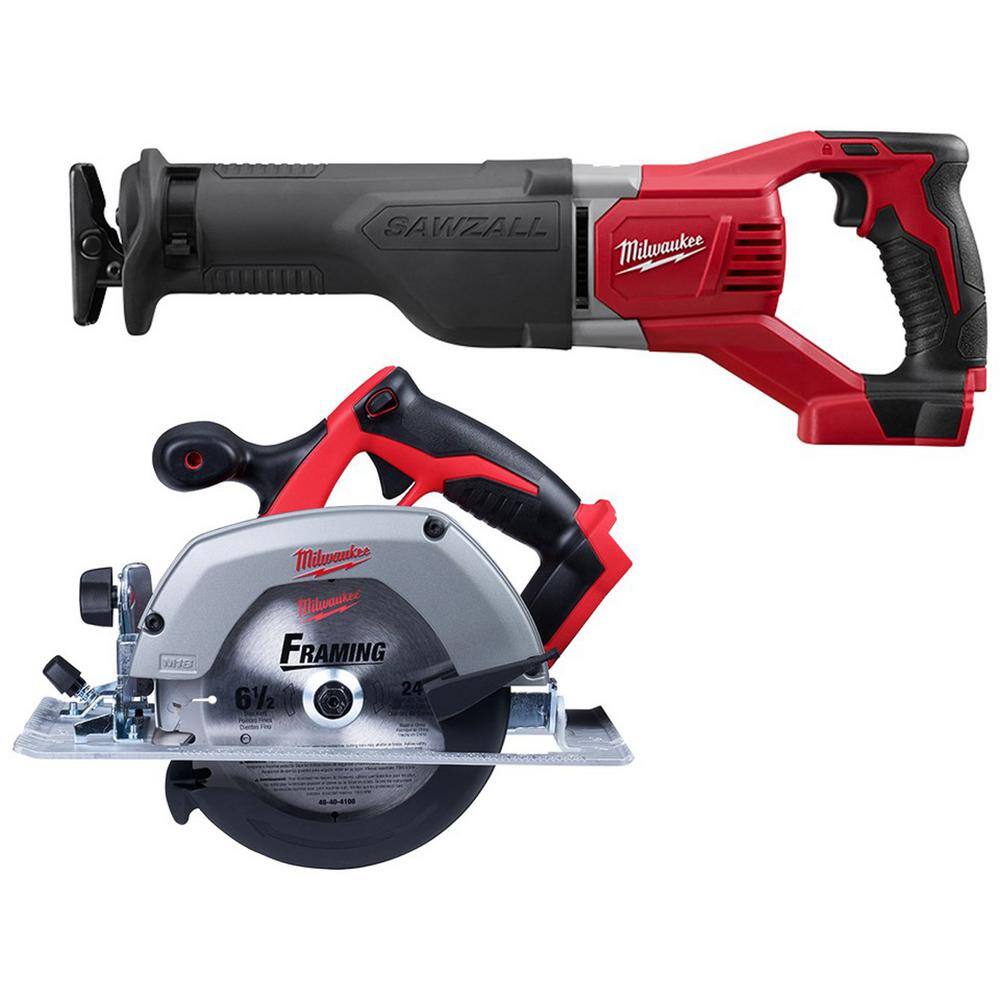 Milwaukee 2621-20-2630-20 M18 18V Lithium-Ion Cordless SAWZALL Reciprocating Saw and 6-1/2 in. Circular Saw